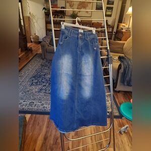 Modest stretch denim maxi